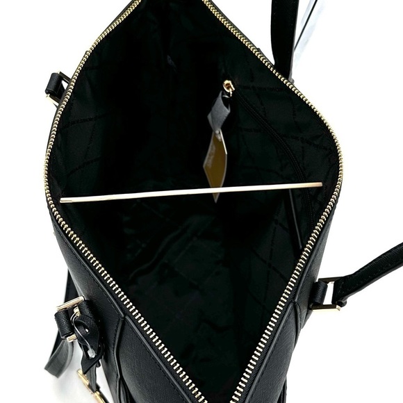 Michael Kors Large Charlotte Tote Bag Luggage Leather Black (NWT) - Picture 9 of 12